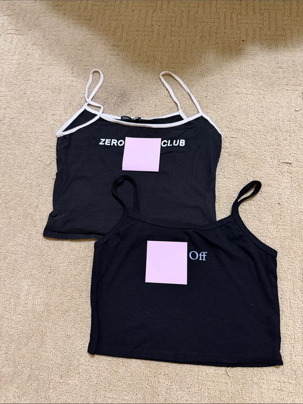 Black Graphic Spaghetti Strap Crop Tops - "Zero Club" & "Off" fashion nova